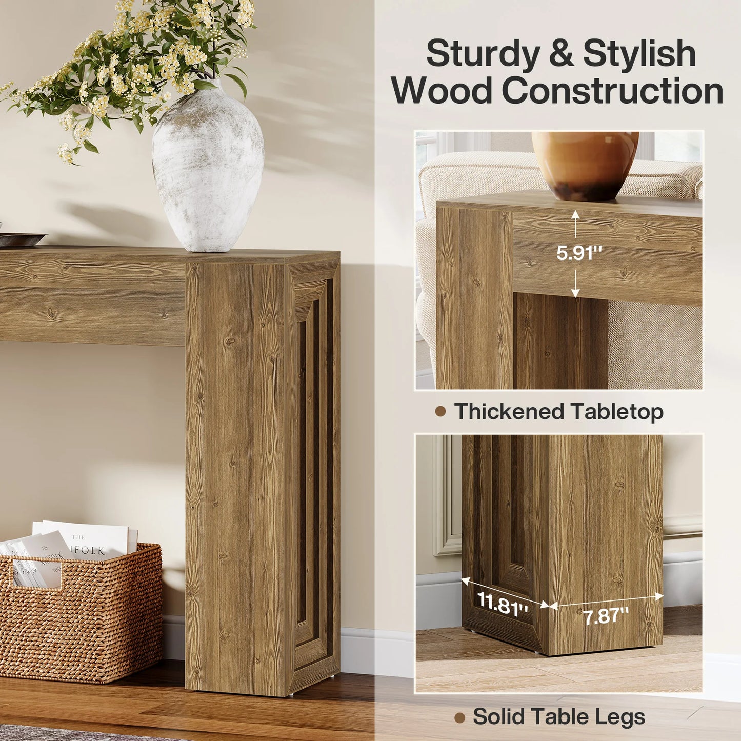 Tribesigns Farmhouse Console Table Narrow Sofa Table For Living Room