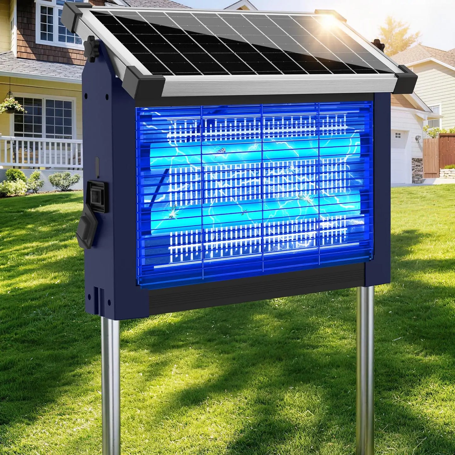Solar Mosquito Zapper Outdoor 4500V Waterproof With Panel Sensor