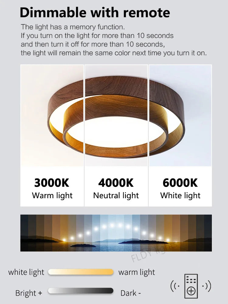 FLDY Menvix Nordic Walnut Wood LED Ceiling Chandelier