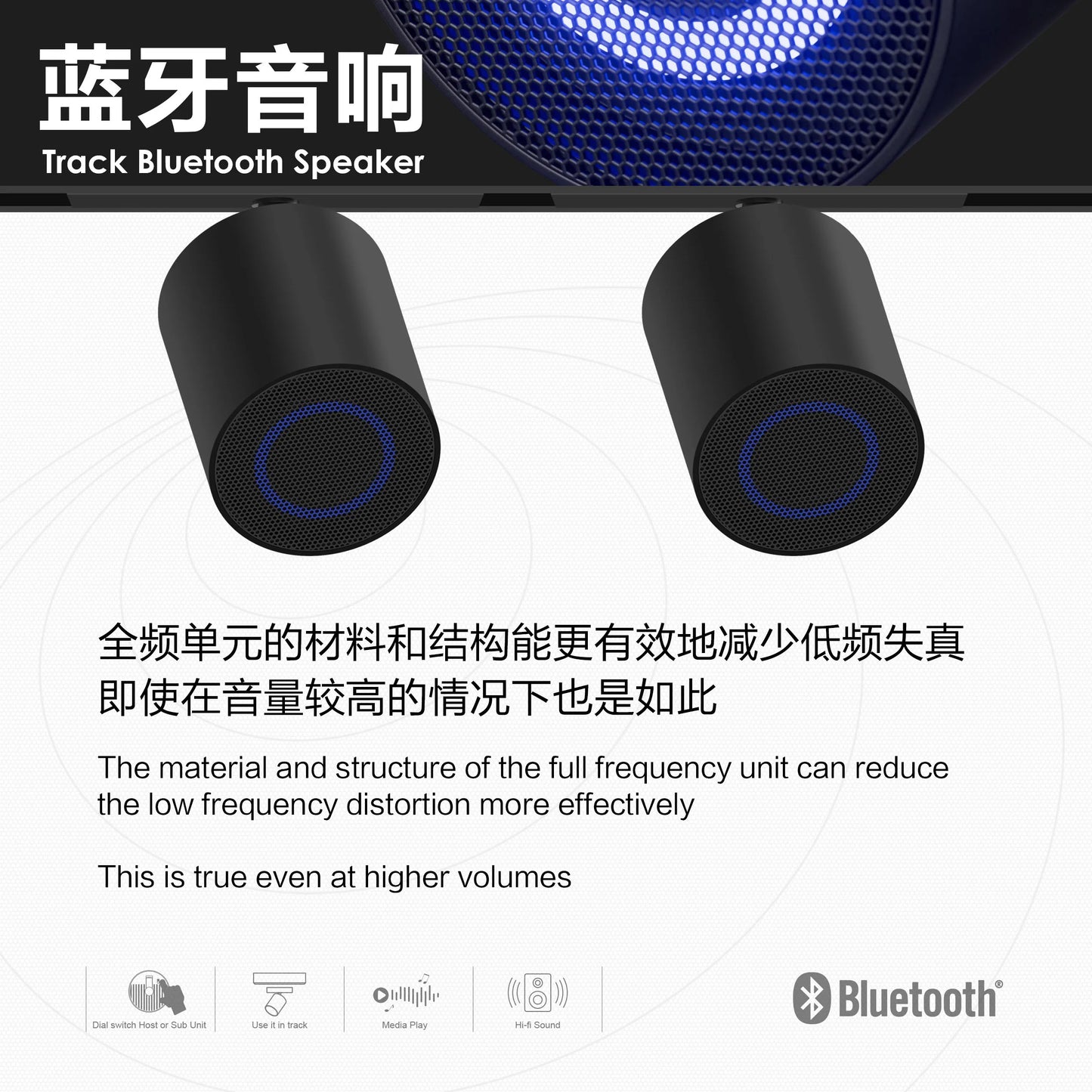 Magnetic Track Bluetooth Speaker Wireless Stereo Sound