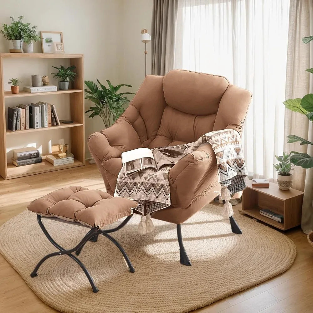 Elegant Reclining Chair And Ottoman Set With Footrest