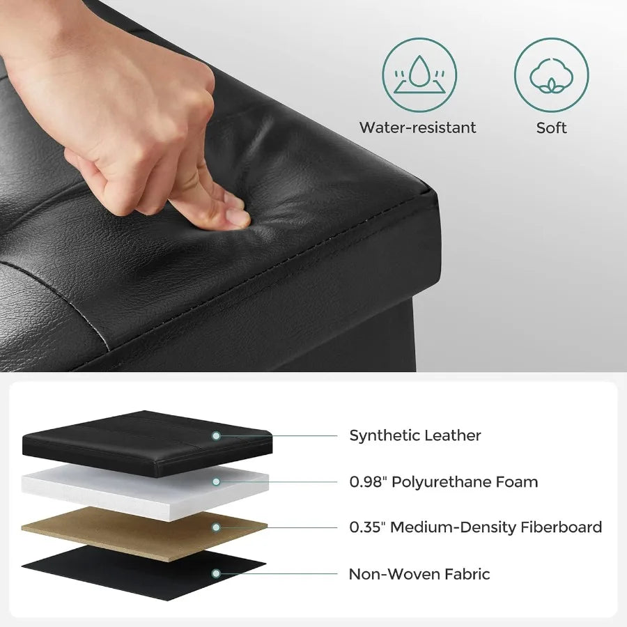 XIUWO Storage Ottoman Bench With Flipping Lid And Iron Frame