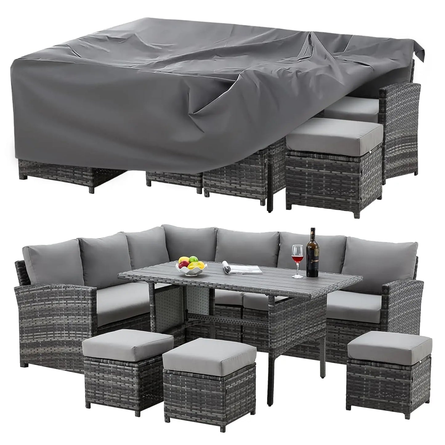 7-Piece Outdoor Patio Furniture Set With Waterproof Cover