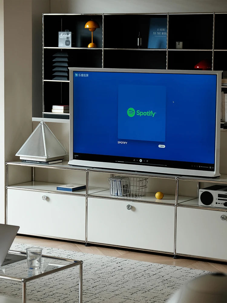 Bigcityfur Corner Tv Stand And Metal Storage Cabinet