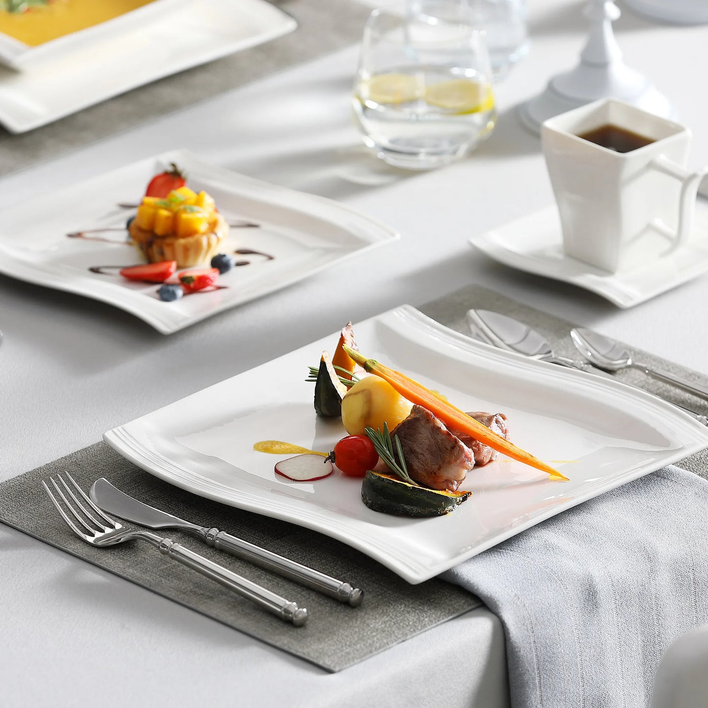 MALACASA Flora Porcelain Dinnerware Set Service For 12