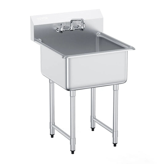 SucceBuy Stainless Steel Kitchen Prep Sink With Faucet