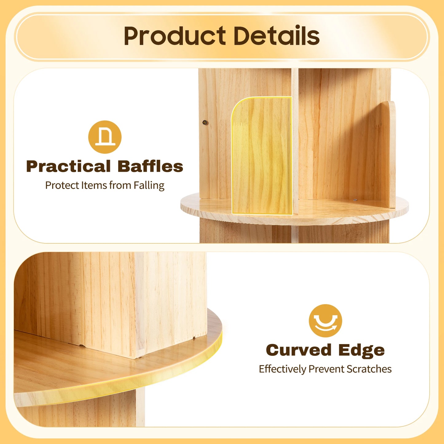 Rotating Cylindrical Bookshelf Freestanding Storage Rack For Kids Home Use