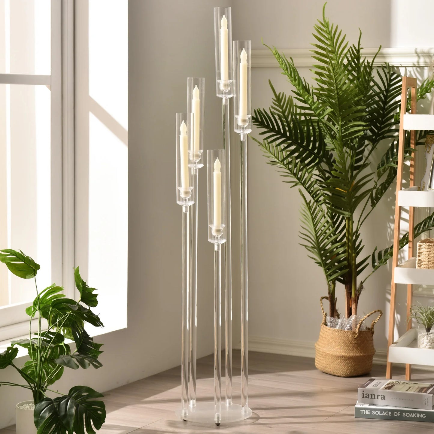 VINCIGANT 5 Arm Acrylic Candelabra Centerpiece For Weddings