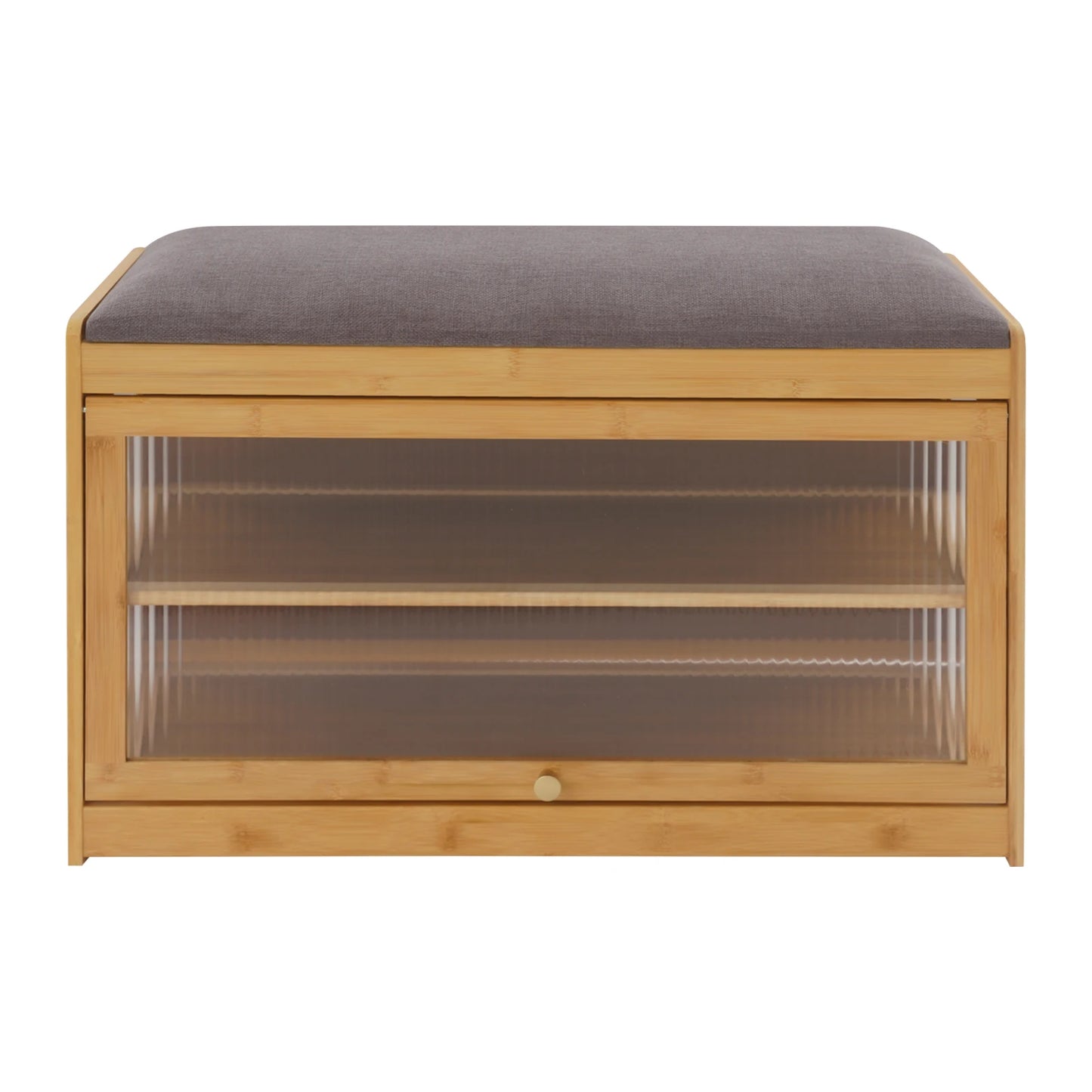 27.6 Inch Length Shoe Rack Bench, 2-Tier Shoe-Changing Bench, Shoe Bench with Cushion, for Hallways, Entrances, 70 x 32 x 42 cm