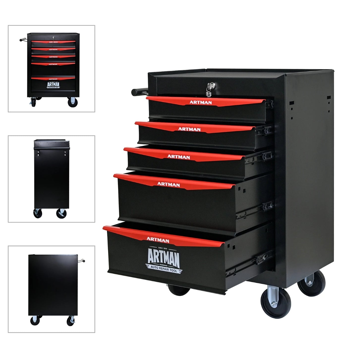 ARTMAN Heavy Duty Rolling Metal Tool Chest With Five Drawers