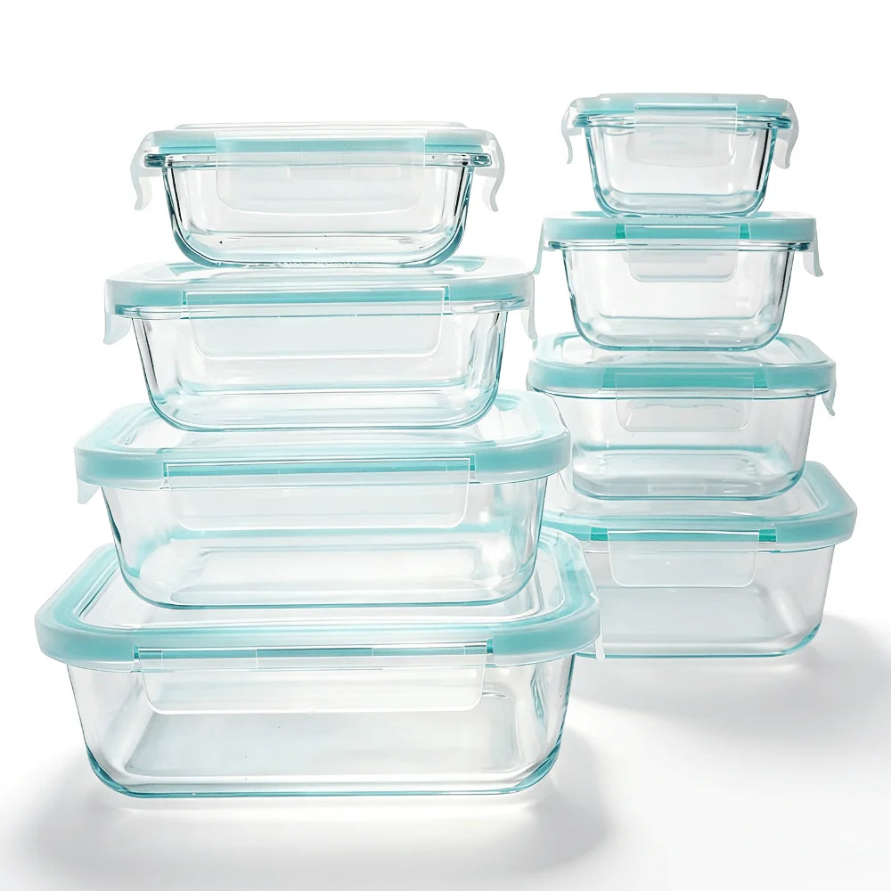 Glass Food Storage Containers With Airtight Snap Lids For Meal Prep