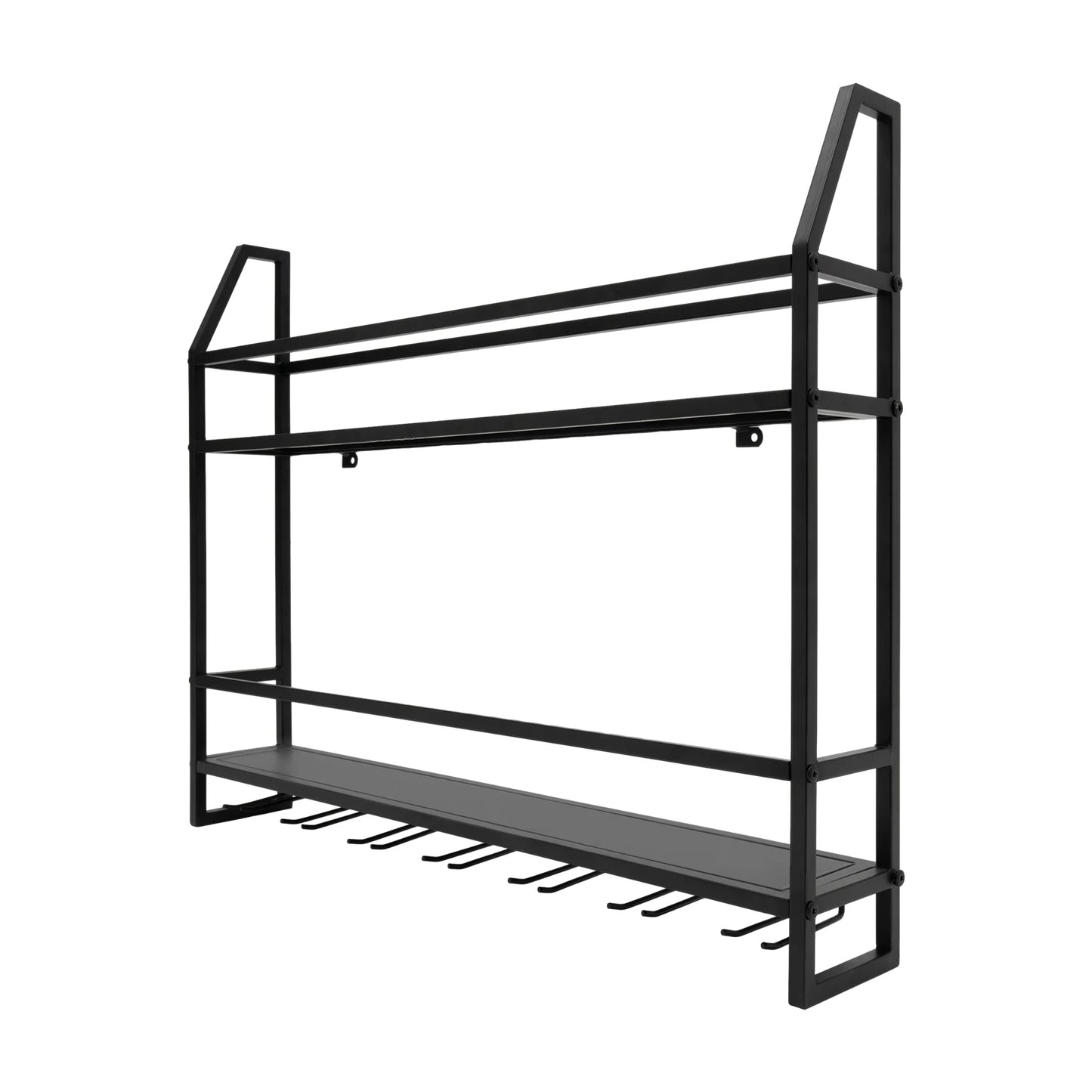 Wall Mounted Wine Rack, Wall Mounted Wine Bottle Holder Shelf Black, Steel Wine Storage Rack for Kitchen, Bar, Home, Organizer