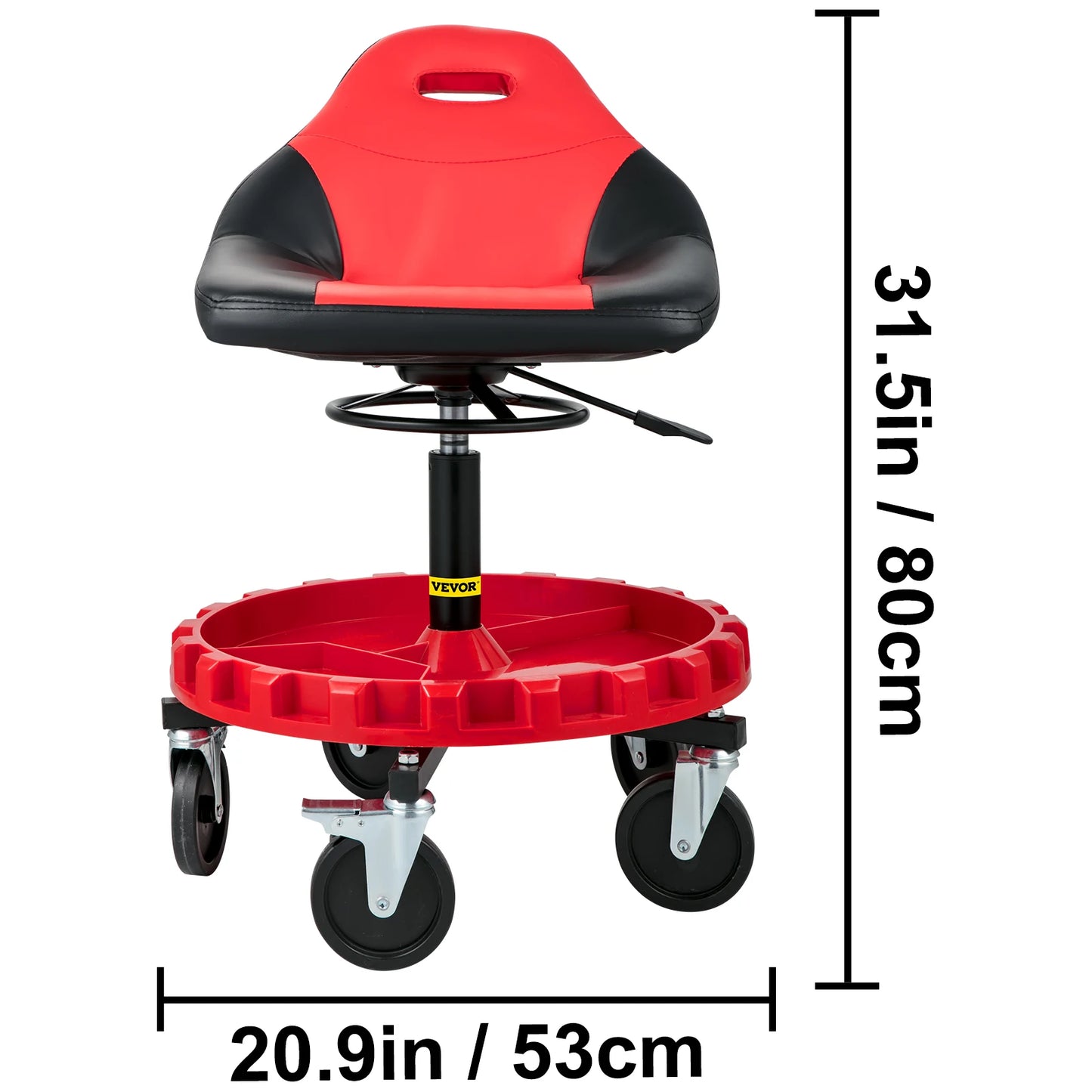 SucceBuy Rolling Garage Stool With Adjustable Height And Swivel Casters