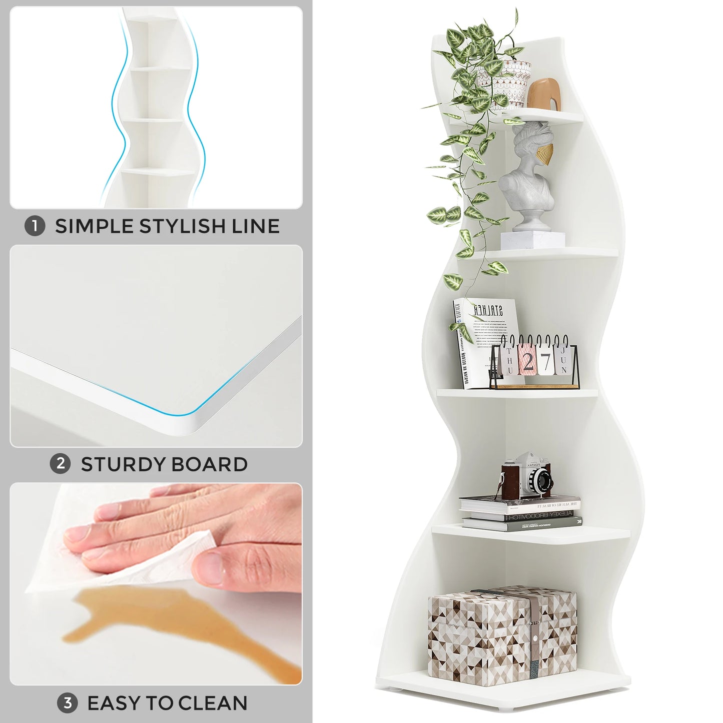 Tribesigns Corner Shelf 5-Tier Wall Bookshelf Plant Stand