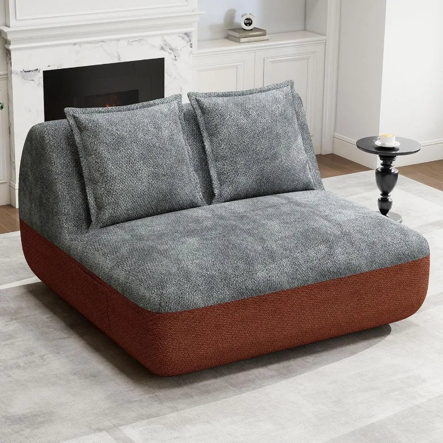 Hobestluk Mini Loveseat Sofa For Small Spaces Armless Couch With Side Pocket