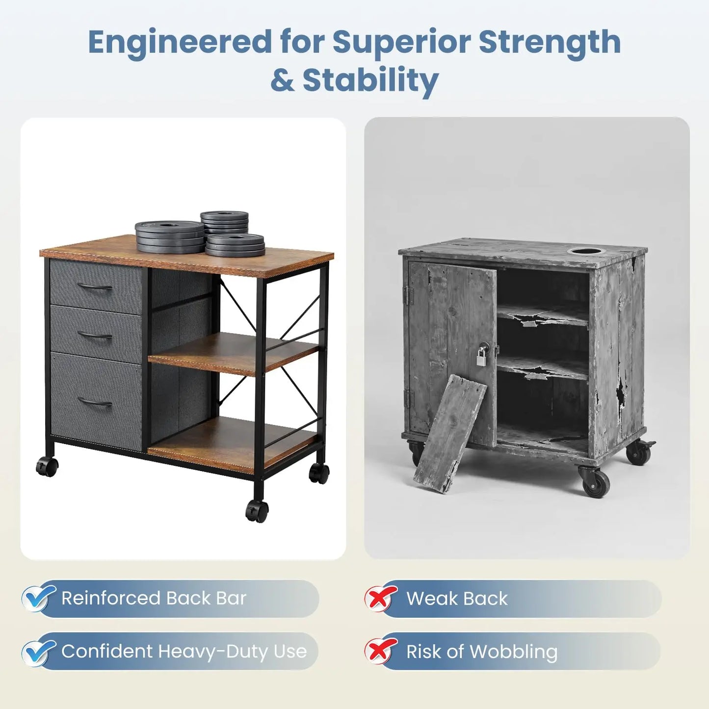 MCQ Living Room Movable 3 Fabric Drawers Cabinet Steel Frame Support Multiple Combination Options Storage Cabinet Of Furniture