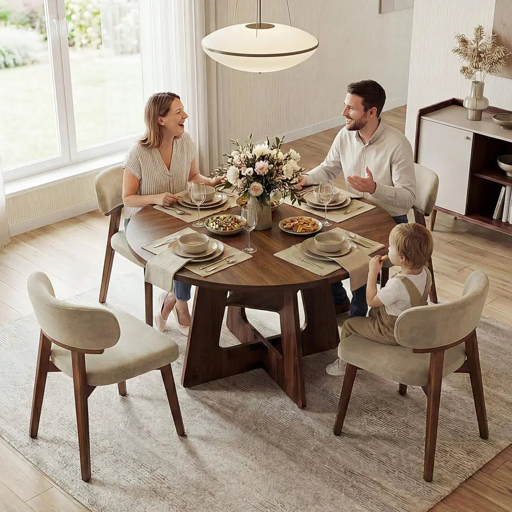 Round Dining Table for 46, 47 Kitchen Table for Dining Room, Circle Farmhouse Kitchen Table, Wood Dinner Table for Kitchen, Liv