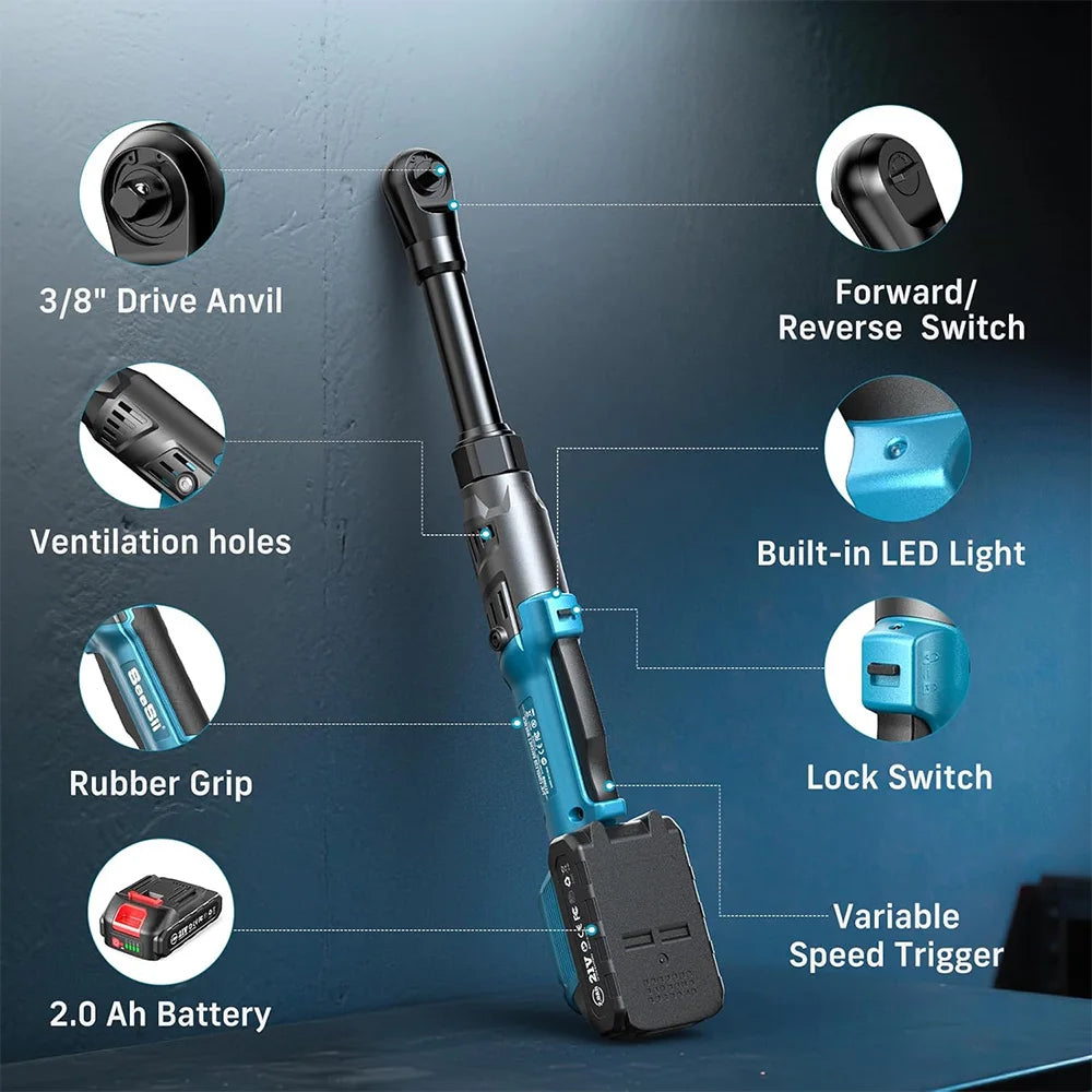 Seesii 12V Cordless Electric Wrench With 80Nm Torque