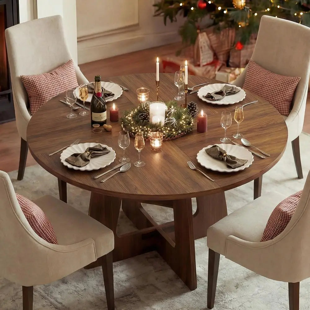 Round Dining Table for 46, 47 Kitchen Table for Dining Room, Circle Farmhouse Kitchen Table, Wood Dinner Table for Kitchen, Liv