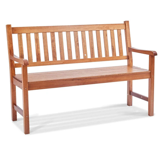 50" Wood Garden Bench with Backrest and Armrests, 800 lbs Capacity, Outdoor Patio Bench for Yard, Park, Front Porch