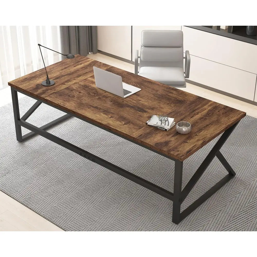 L Shaped Metal Wood Computer Desk For Home Office Gaming