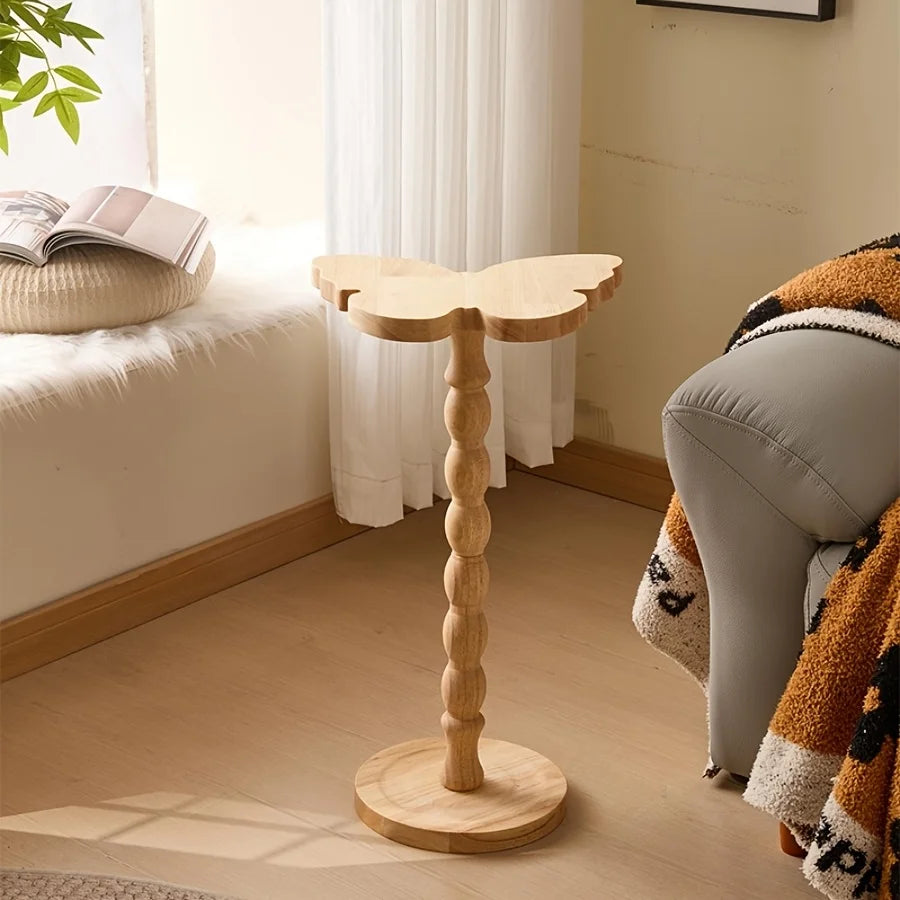 Modern Round Wooden Side Table Pedestal For Living Room