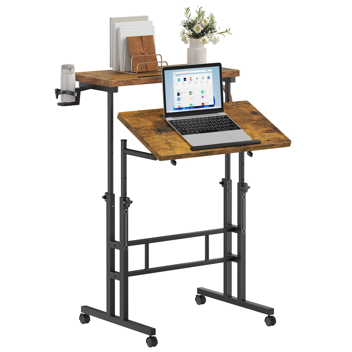 MCQ Rolling Height Adjustable Standing Computer Desk for Home Office