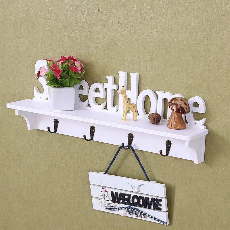 Bamboo Carved Wall Hanging Rack Shelf Storage Holder Home Decor