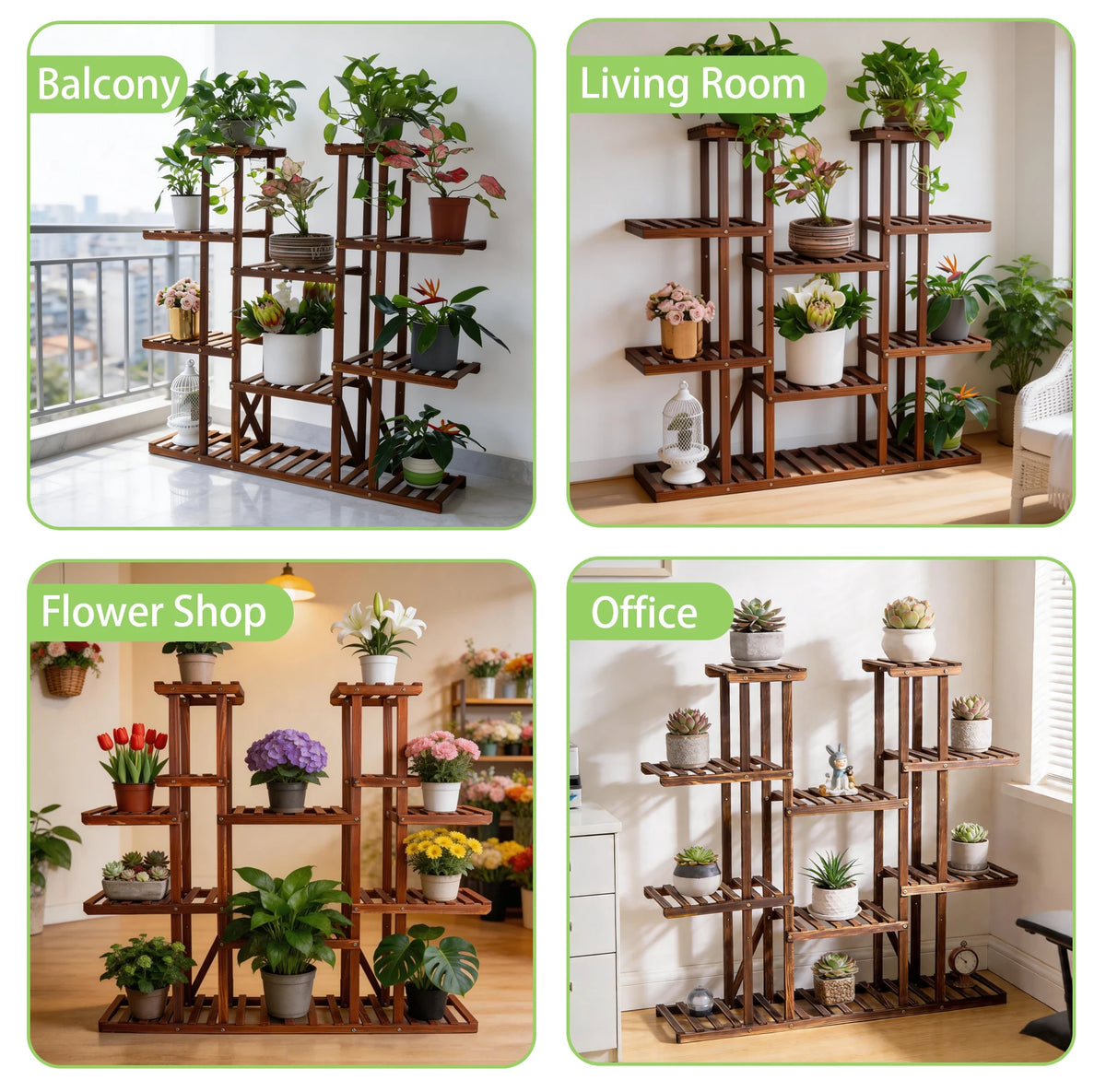 Wisfor Wooden Plant Shelf Multi Tier Flower Pot Display Stand