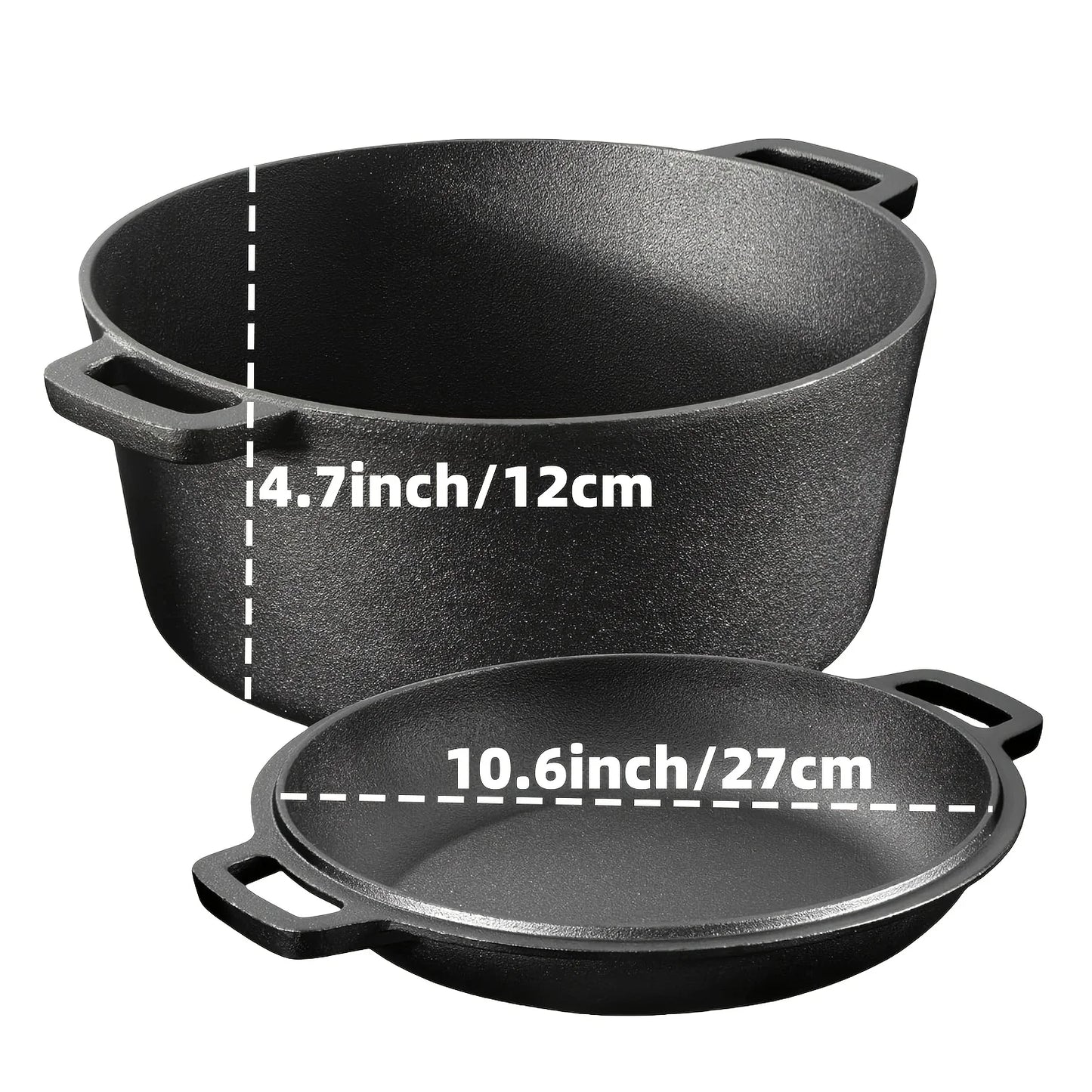 AEDG Cast Iron Skillet Set Preseasoned Non Stick Pans For Oven Grill Campfire
