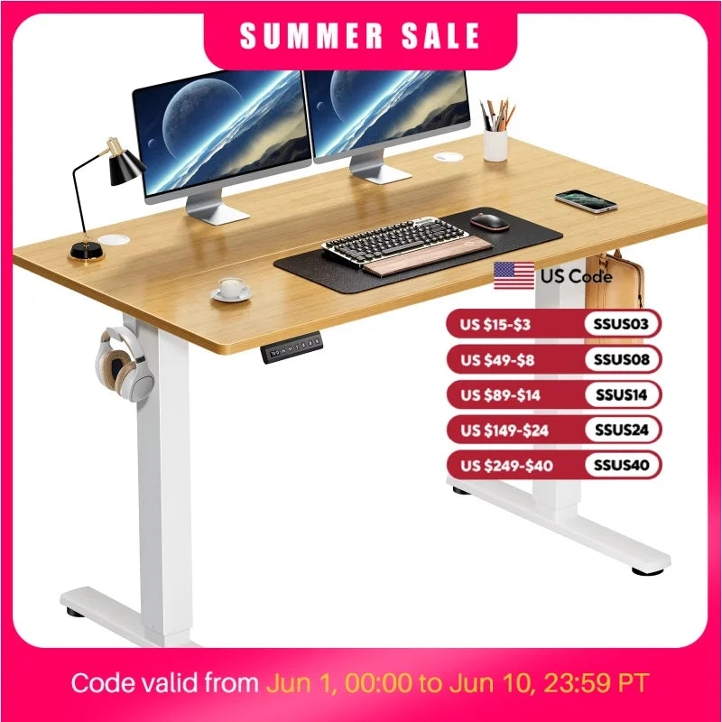JHK Electric Standing Desk Height Adjustable 40x24 Inch Stand Up Sit Stand Computer Desk Workstation Ergonomic Work Table
