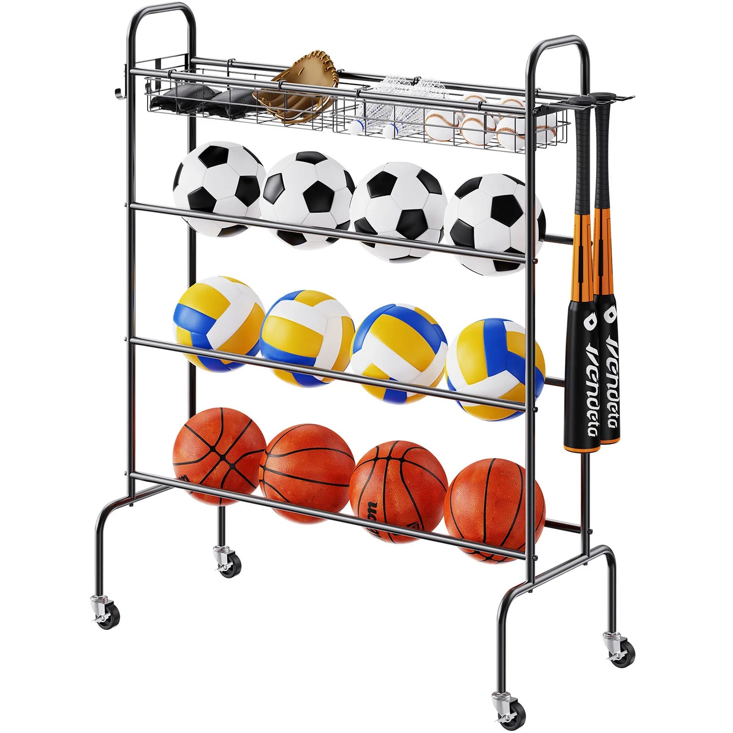 VEVOR Rolling Basketball Rack and Training Stand with Wheels