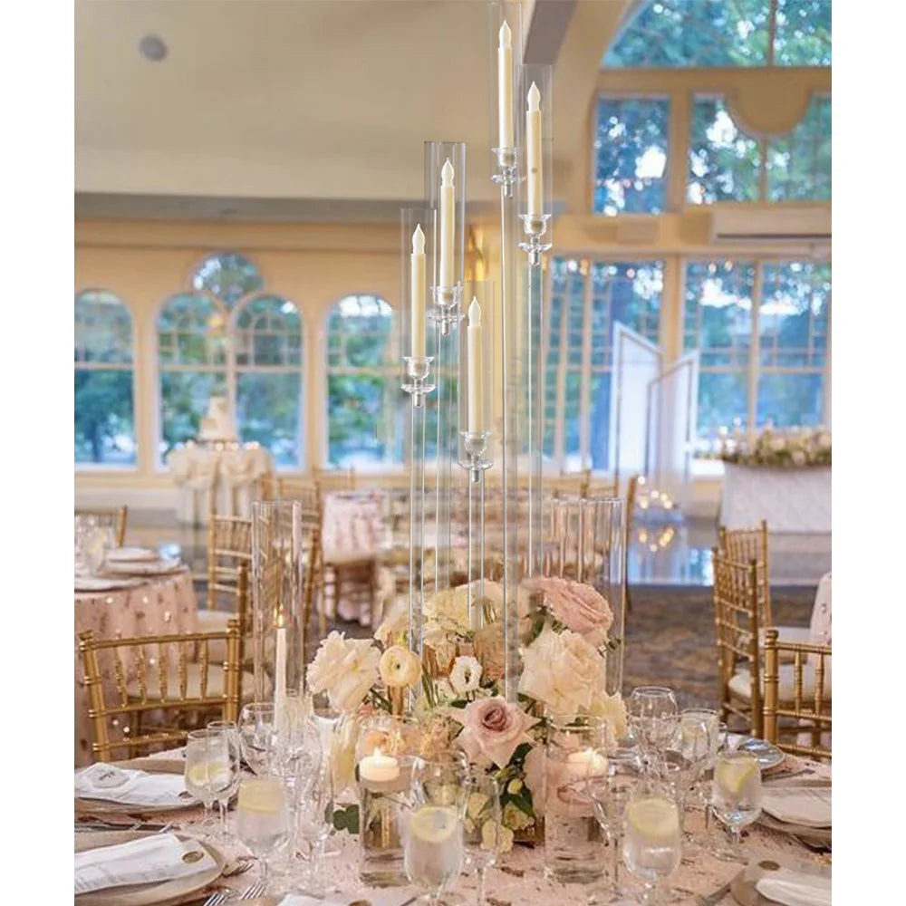 VINCIGANT 5 Arm Acrylic Candelabra Centerpiece For Weddings