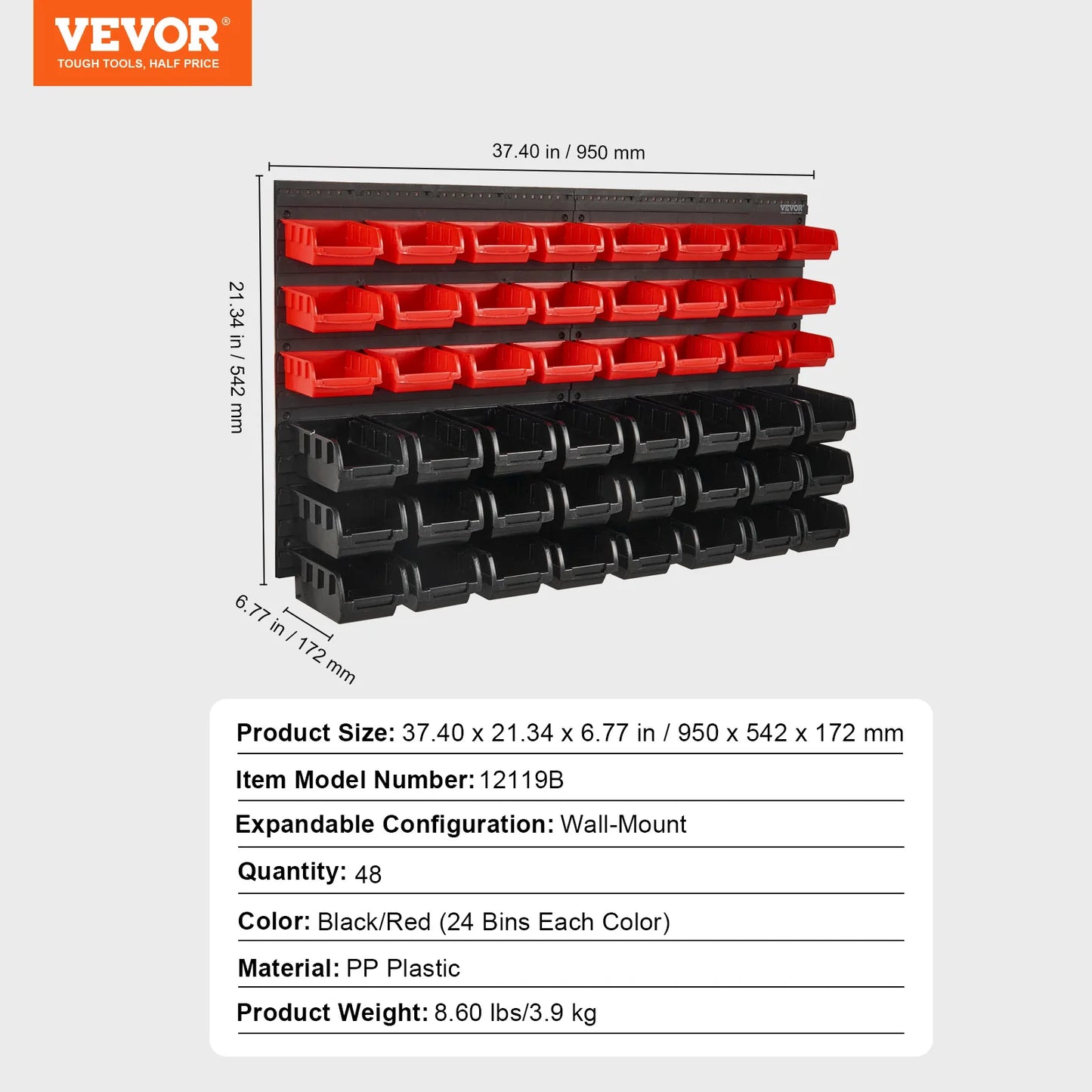 SucceBuy Wall Mounted Storage Bins Rack Organizer for Garage