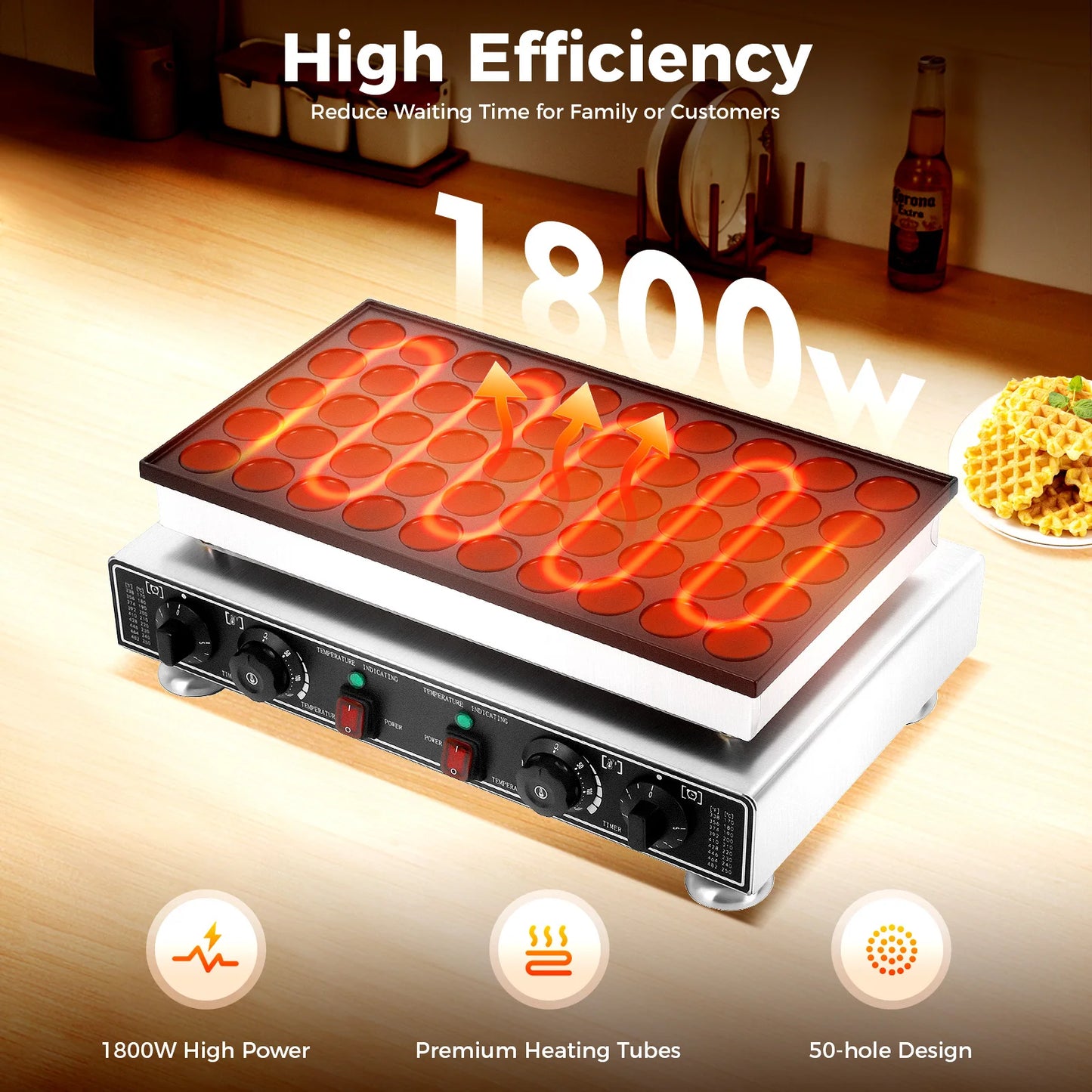 50 Hole Muffin Making Machine 1800W Nonstick Electric Muffin Maker