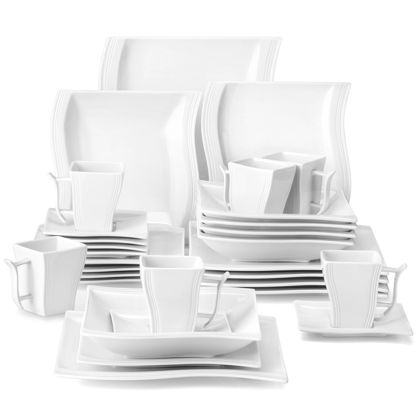 MALACASA Flora Porcelain Dinnerware Set Service For 12