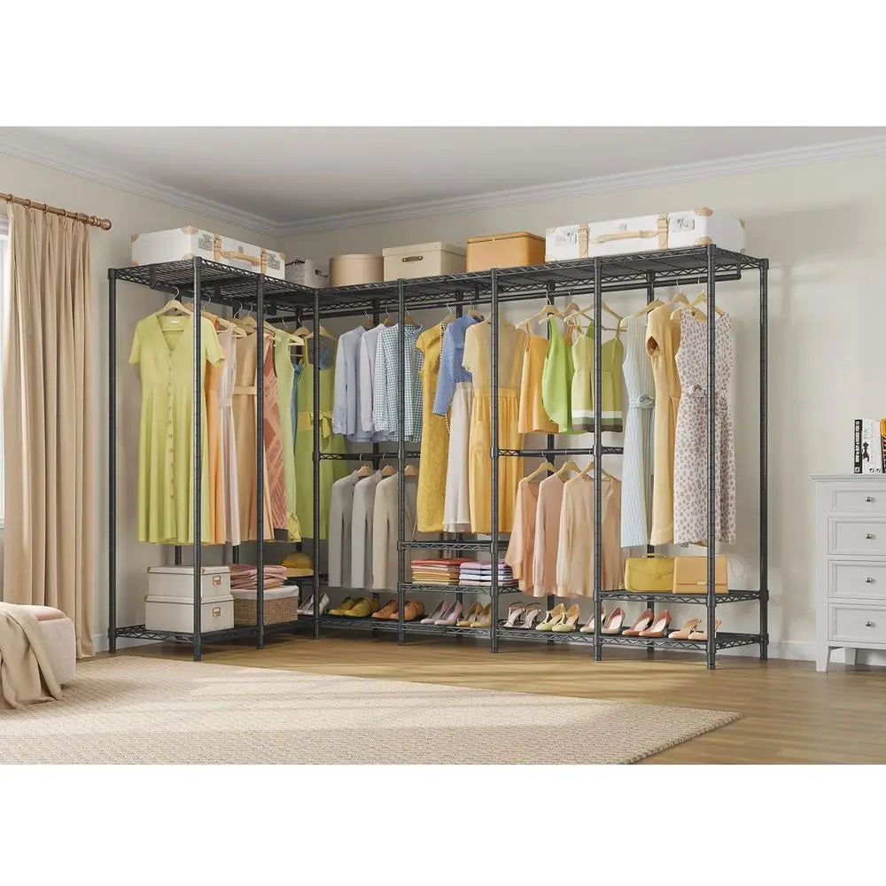 U70 Extra Large Heavy Duty Clothes Rack, Freestanding Portable Closet for Bedroom Storage Wardrobe Closet Organizer Wire Clothi
