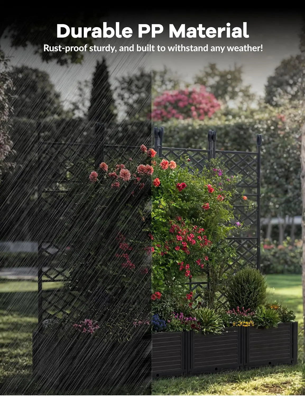 TWISTER.CK Plastic Planter Box With Trellis Rack
