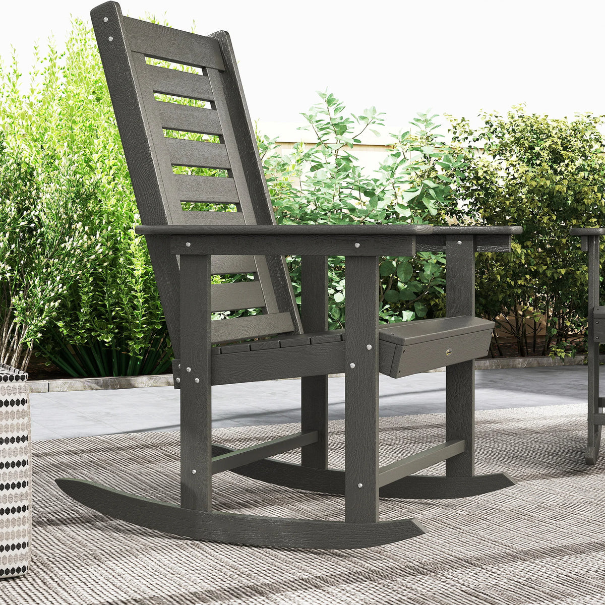 Outsunny Outdoor HDPE High Back Rocking Chairs for Patio Garden