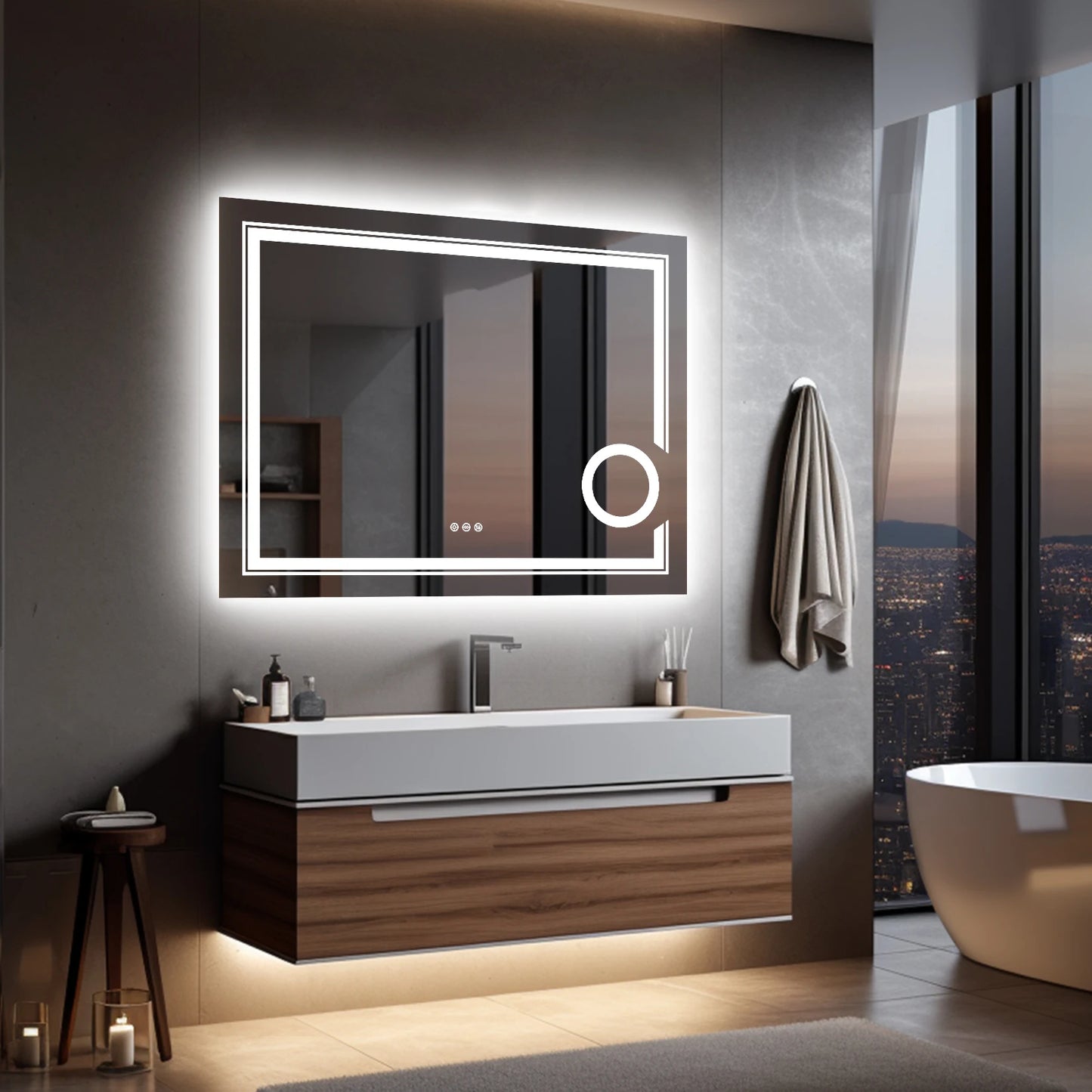 Smart LED Bathroom Mirror With 3X Magnifier And Backlit