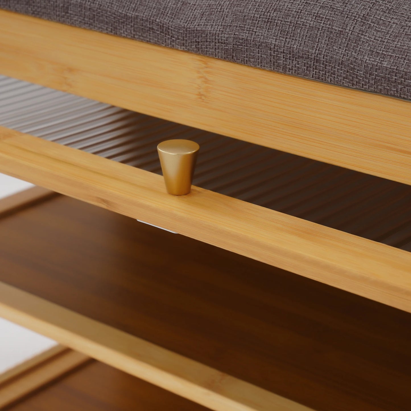 27.6 Inch Length Shoe Rack Bench, 2-Tier Shoe-Changing Bench, Shoe Bench with Cushion, for Hallways, Entrances, 70 x 32 x 42 cm