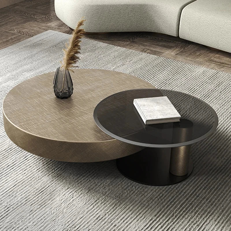 QWC Modern Round Metal Coffee Table for Living Room