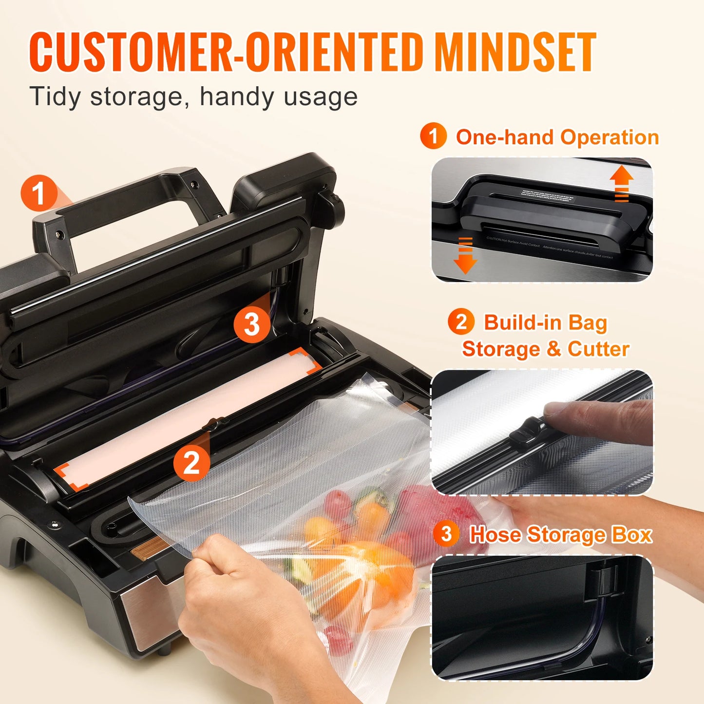 SucceBuy Vacuum Sealer Food Packaging Machine 90KPa 130W