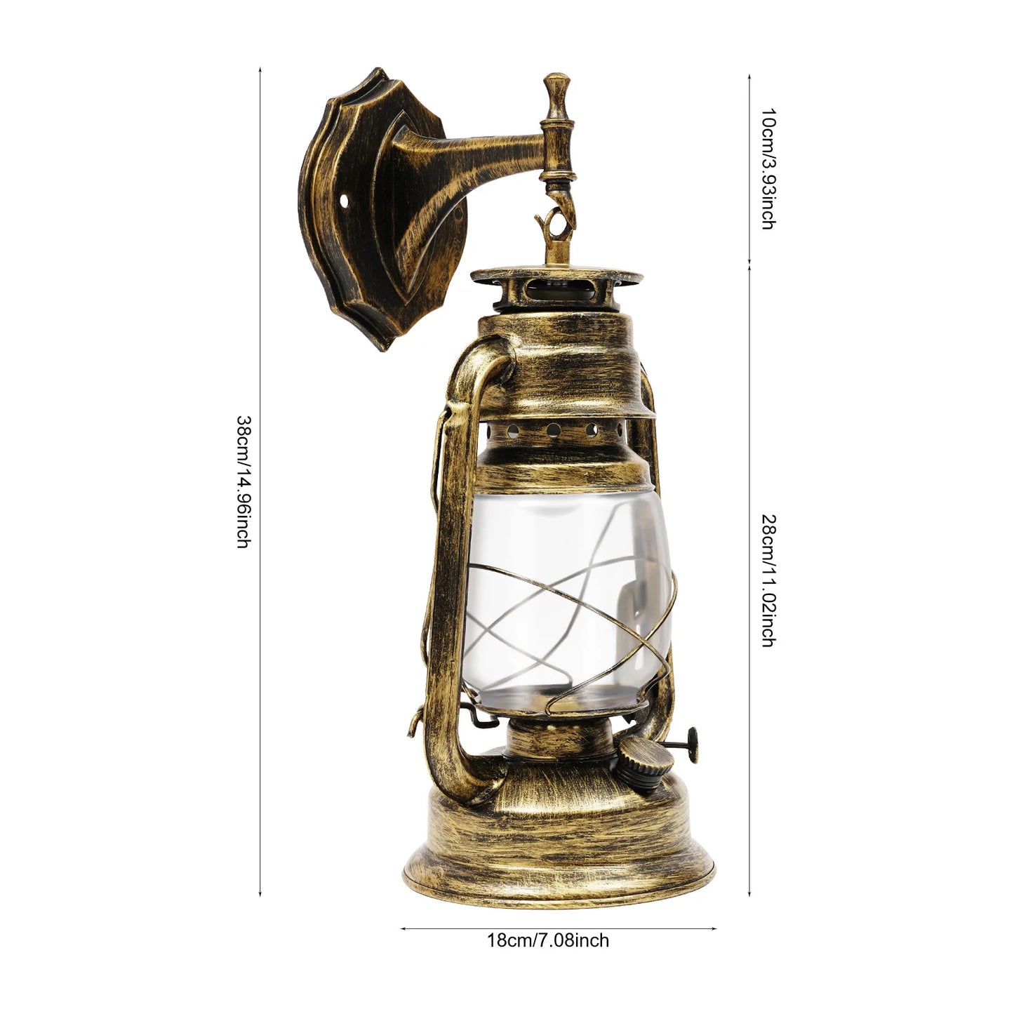 Bymaocar Industrial Antique Bronze Plastic Lantern Sconce Indoor Garden Porch Exterior Wall Light for Home Yard Patio Decor