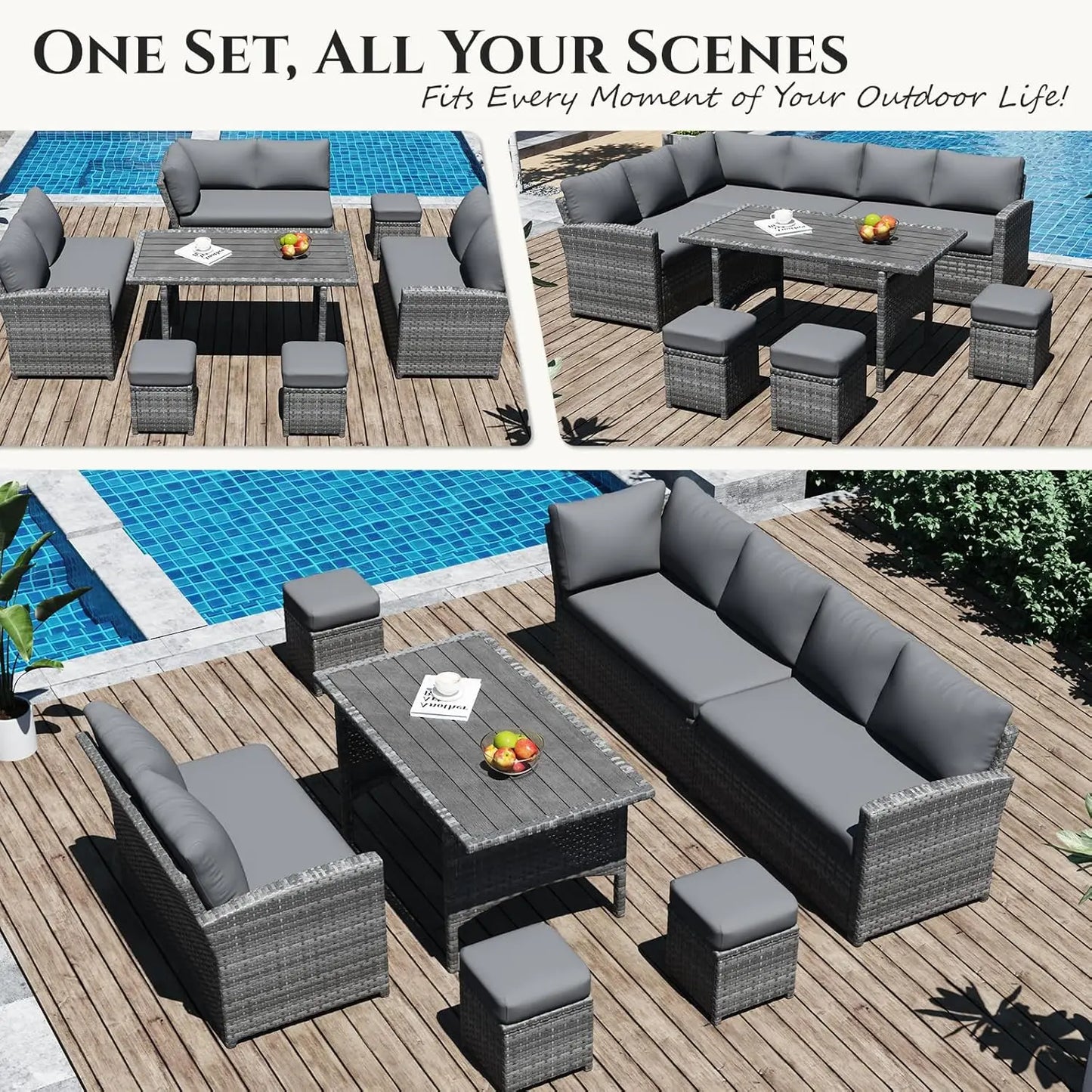 7-Piece Outdoor Patio Furniture Set With Waterproof Cover