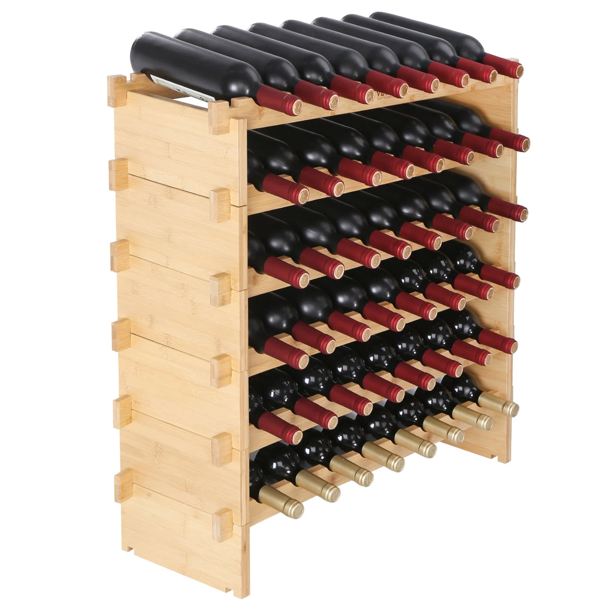 Stackable Bamboo Wine Rack For Kitchen And Cellar Storage