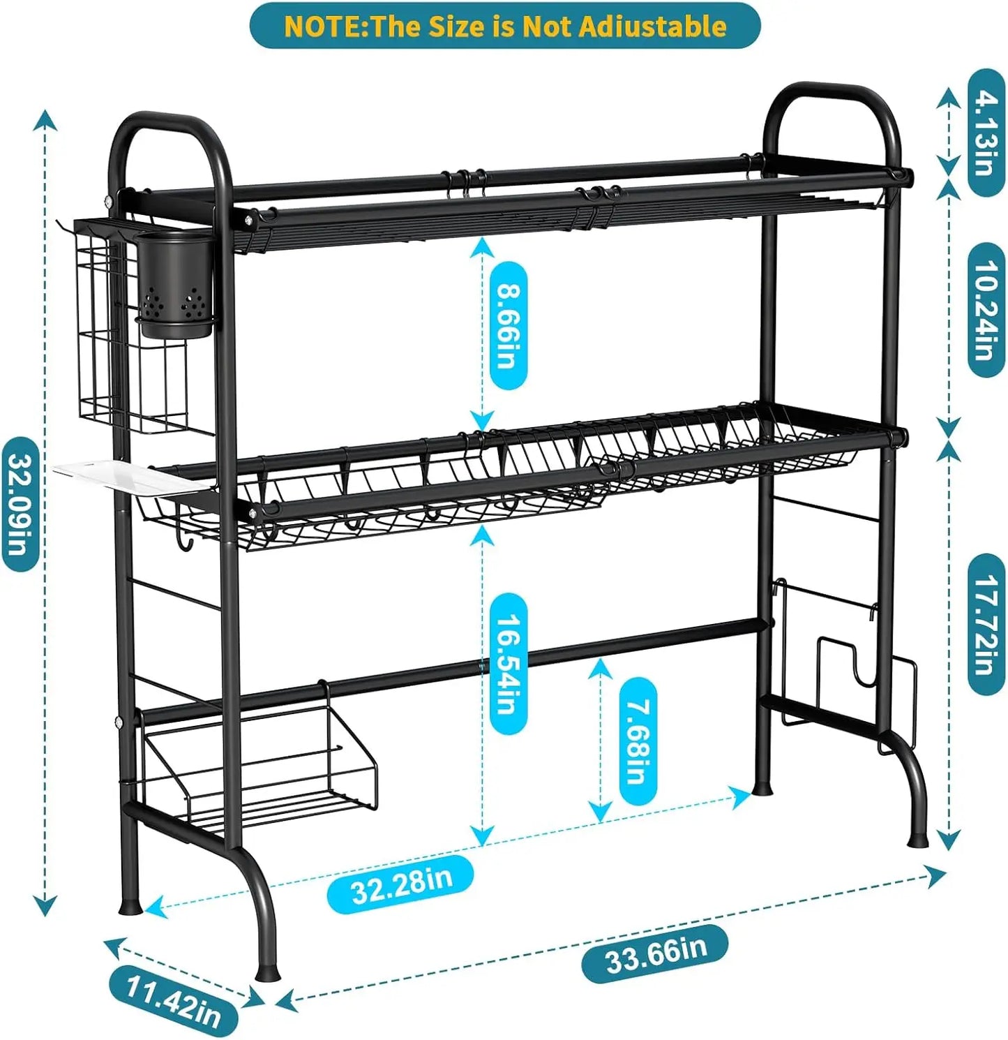 Stainless Steel Over Sink Dish Drying Rack Utensil Holder Large Capacity