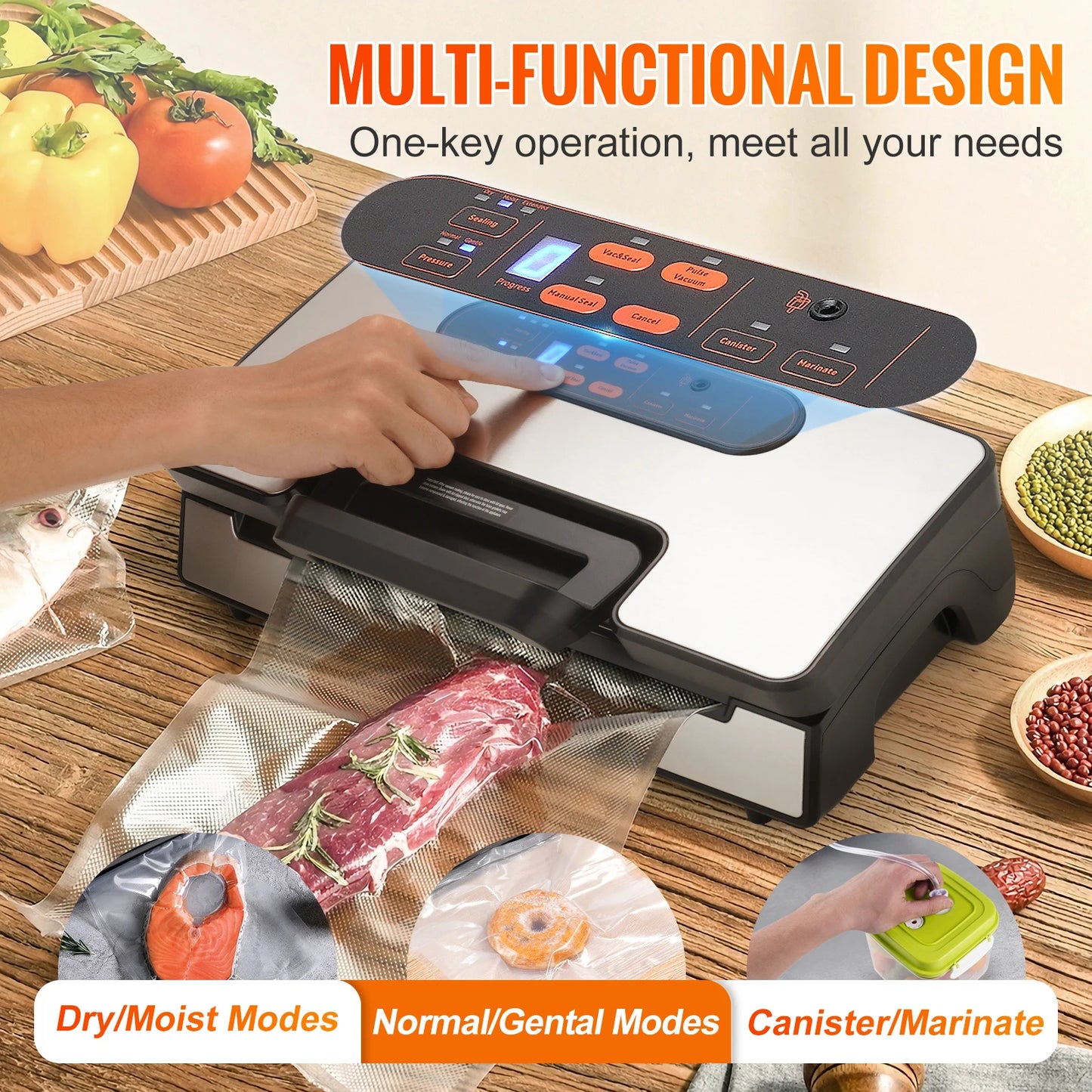 SucceBuy Vacuum Sealer Food Packaging Machine 90KPa 130W