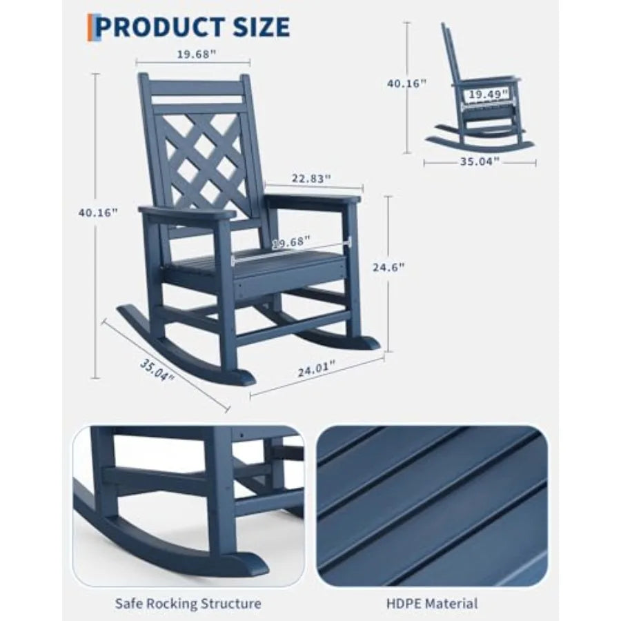 Outdoor Rocking Chair HDPE Weather Resistant Patio Rocker