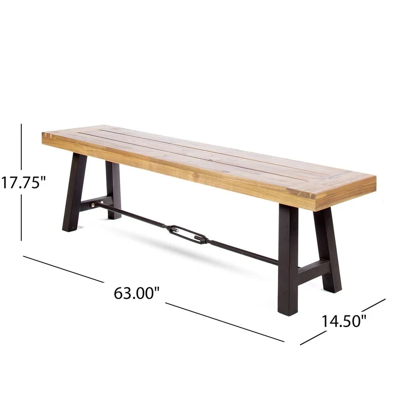 Acacia Wood Outdoor Bench, Backless Patio Seating